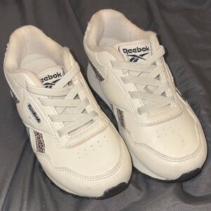 Reebok Kids White Sneakers with Leopard Print Accent